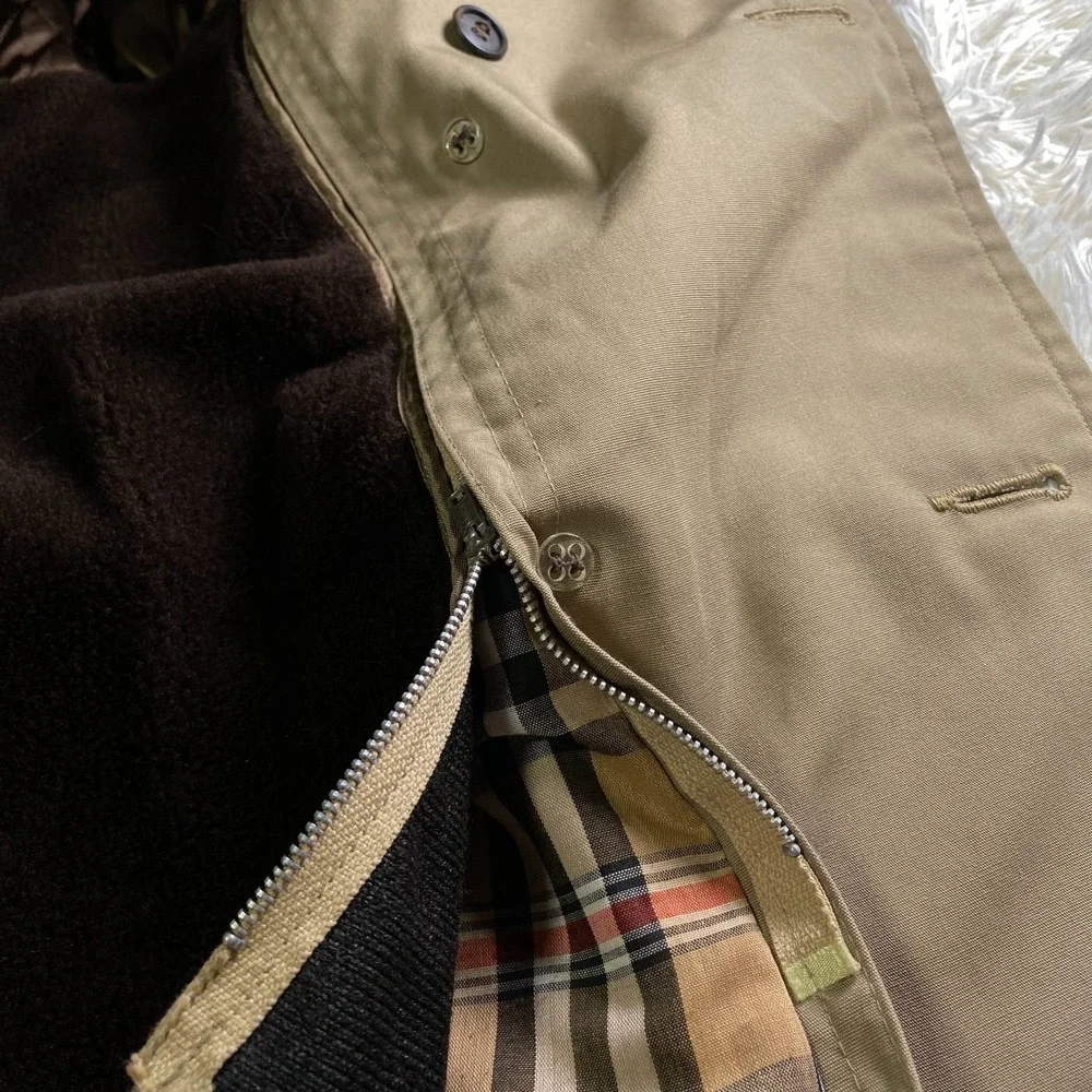 VTG Designer Trench Clarendon Cloth Tan Khaki Double Breasted‎ Belted Coat Sz 42